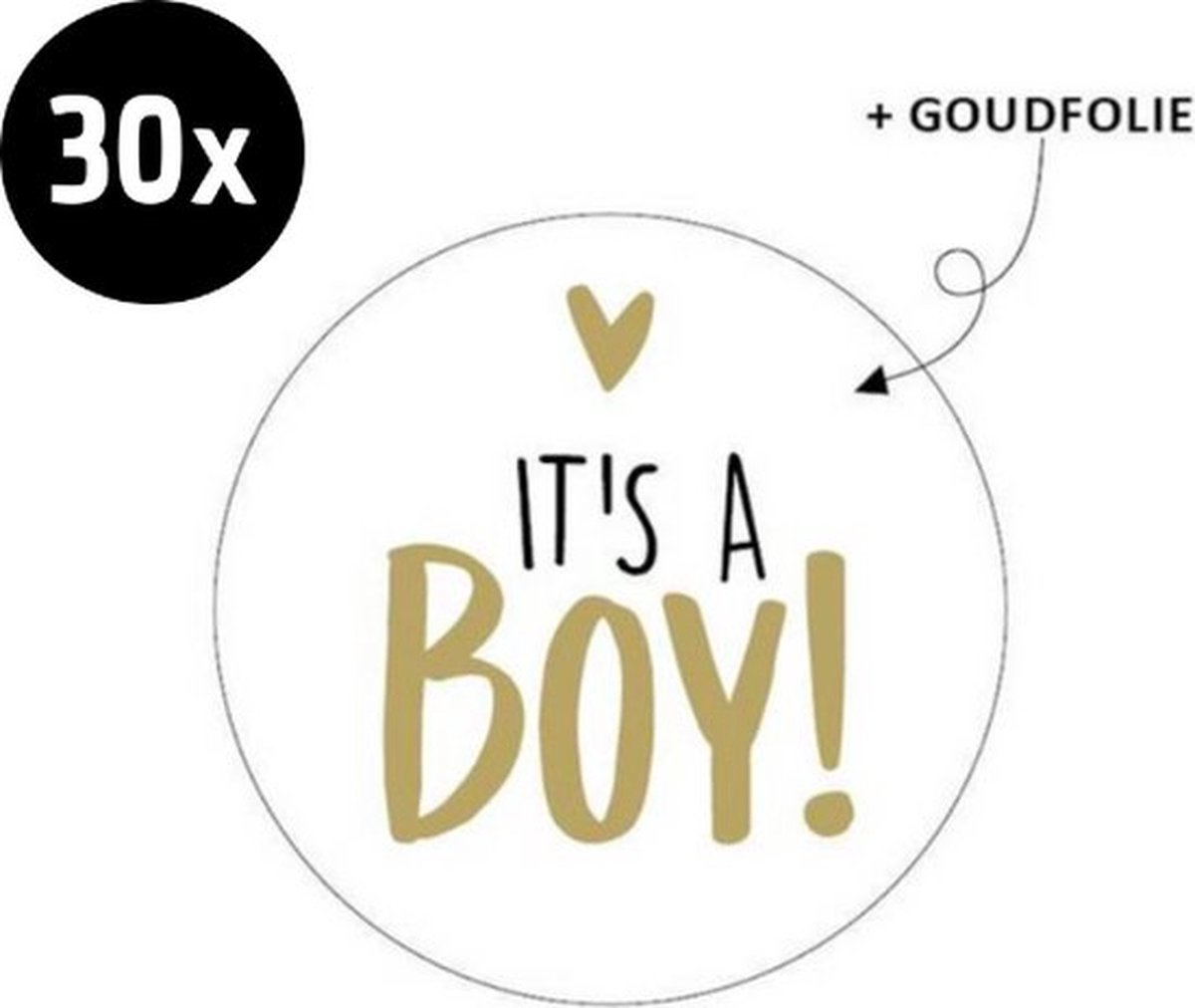 Without Lemons 30x Sluitsticker Its a Boy! Goudfolie | 40 mm | Geboorte Sticker | Sluitzegel | Sticker Geboortekaart | Baby nieuws | Zwangerschap | Luxe Sluitzegel